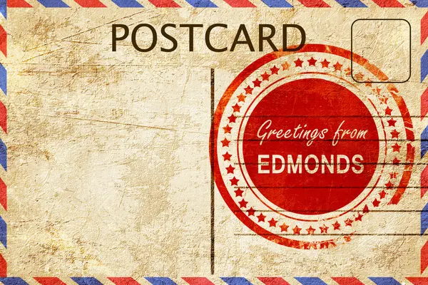 Edmonds carimbo em um vintage, velho cartão postal — Fotografia de Stock