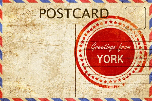 Carimbo york em um vintage, velho cartão postal — Fotografia de Stock