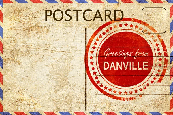 Timbre danville sur une vieille carte postale vintage — Photo