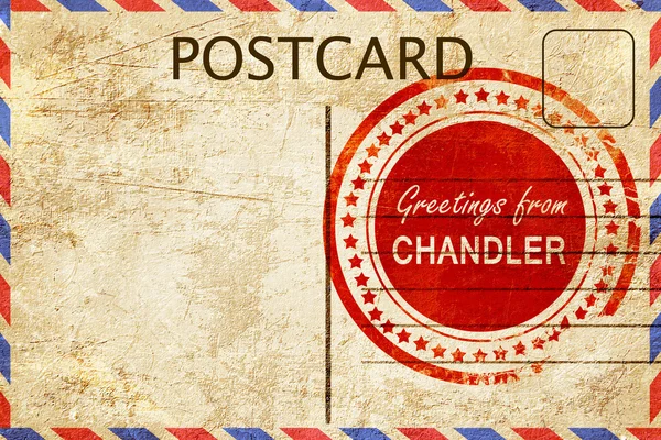 Chandler stamp on a vintage, old postcard — Stock Photo, Image