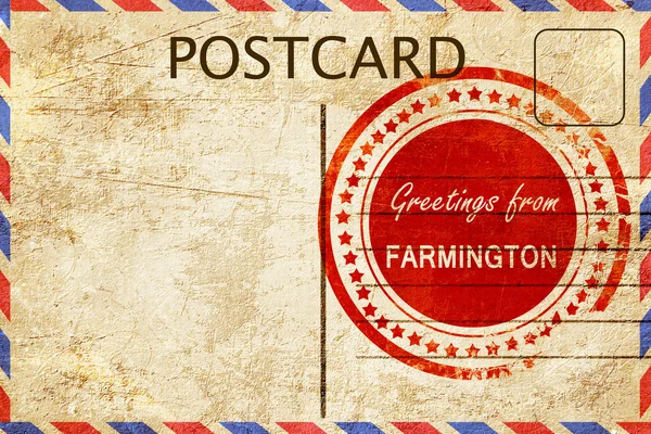 Timbre farmington sur une vieille carte postale vintage — Photo