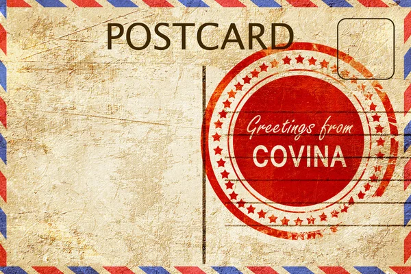 Covina stempel op een vintage, oude briefkaart — Stockfoto