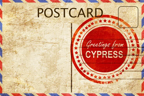 Cypress stempel op een vintage, oude briefkaart — Stockfoto