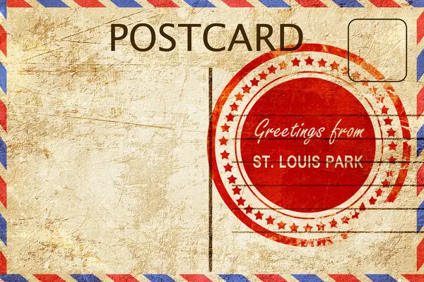 St. louis park stempel op een vintage, oude briefkaart — Stockfoto