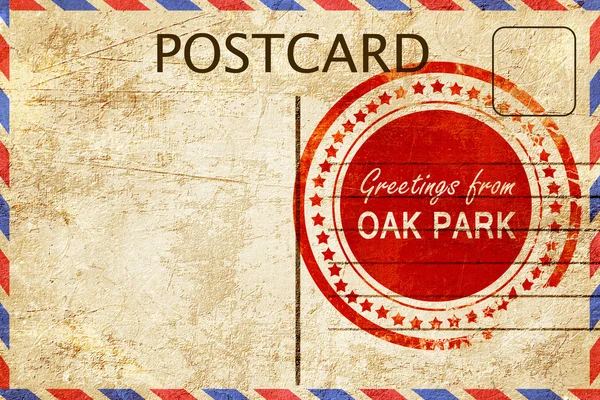 Carvalho parque carimbo em um vintage, velho cartão postal — Fotografia de Stock