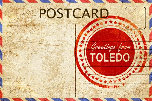 Carimbo toledo em um vintage, velho cartão postal — Fotografia de Stock