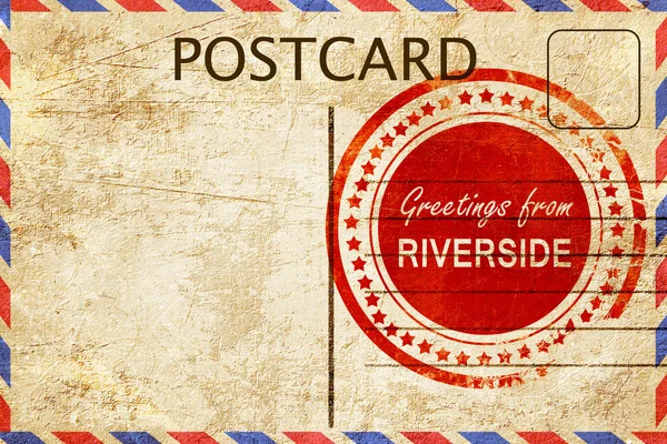 Timbre au bord de la rivière sur une vieille carte postale vintage — Photo