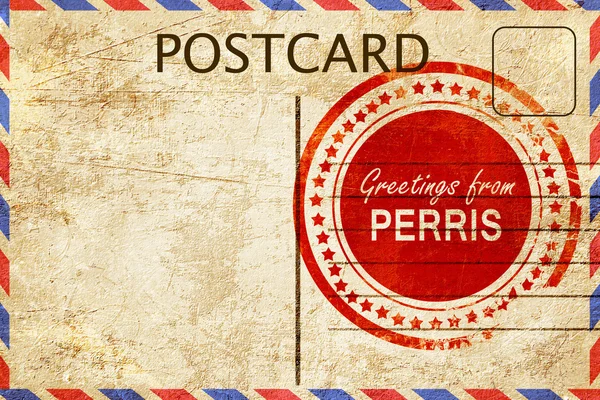 Perris stempel op een vintage, oude briefkaart — Stockfoto