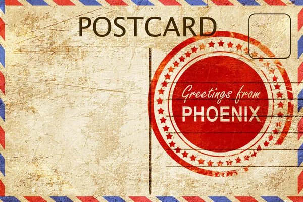 Phoenix carimbo em um vintage, velho cartão postal — Fotografia de Stock