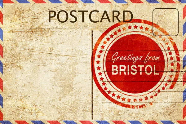 Selo bristol em um vintage, velho cartão postal — Fotografia de Stock