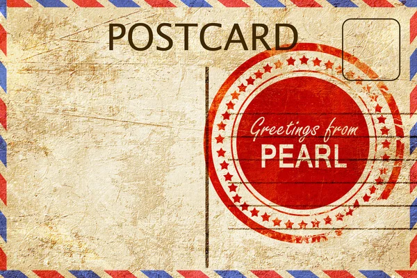 Selo pérola em um vintage, velho cartão postal — Fotografia de Stock