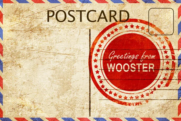 Wooster stempel op een vintage, oude briefkaart — Stockfoto