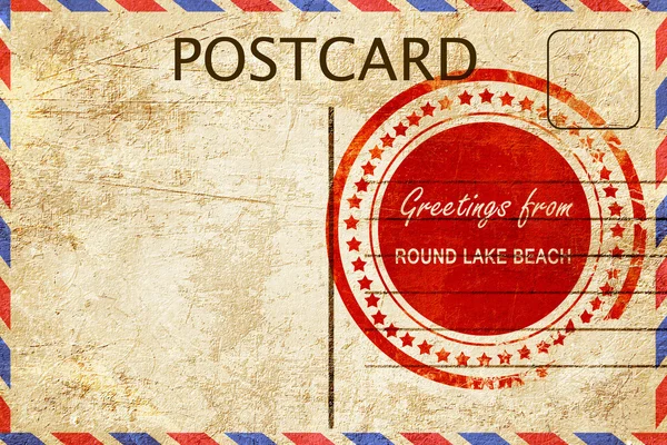 Göl plaj pul vintage, eski kart yuvarlak — Stok fotoğraf
