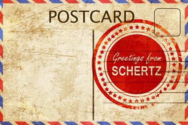 Timbre schertz sur une vieille carte postale vintage — Photo