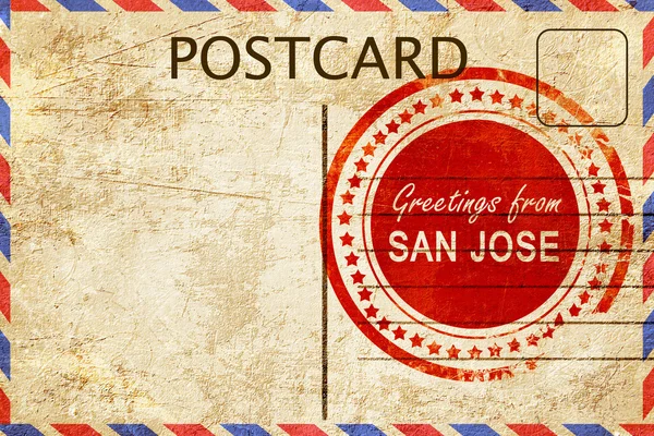 San jose timbre sur une vieille carte postale vintage — Photo