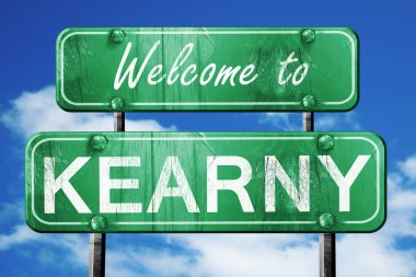 Kearny vintage yeşil yol işareti mavi gökyüzü arka plan ile