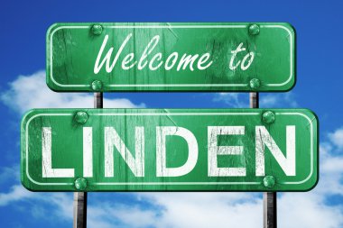 ıhlamur vintage yeşil yol işareti mavi gökyüzü arka plan ile