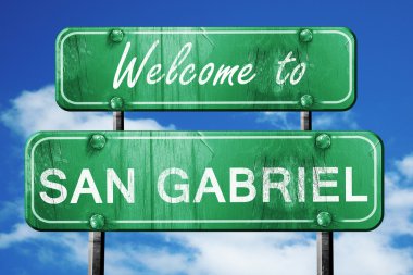 San gabriel vintage yeşil yol işareti mavi gökyüzü arka plan ile