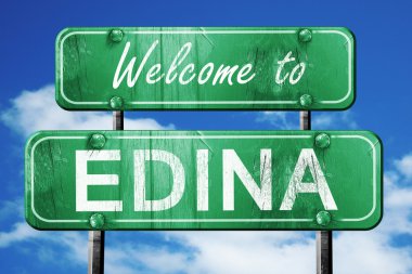 Edina vintage yeşil yol işareti mavi gökyüzü arka plan ile