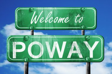 Poway vintage yeşil yol işareti mavi gökyüzü arka plan ile