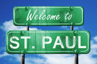 St. paul vintage yeşil yol işareti mavi gökyüzü arka plan ile