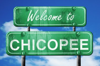 CHICOPEE vintage yeşil yol işareti mavi gökyüzü arka plan ile