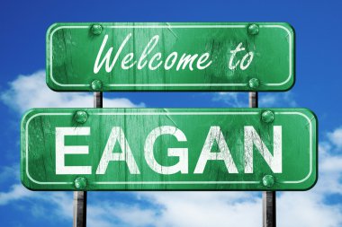 Eagan vintage yeşil yol işareti mavi gökyüzü arka plan ile