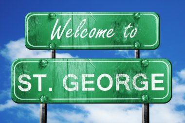 St. george vintage yeşil yol işareti mavi gökyüzü arka plan ile