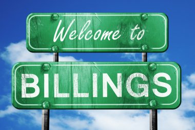 Billings vintage yeşil yol işareti mavi gökyüzü arka plan ile