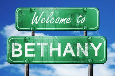 Bethany vintage yeşil yol işareti mavi gökyüzü arka plan ile