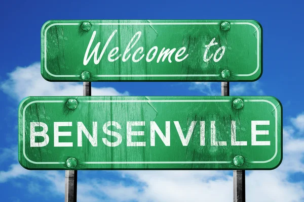 Bensenville vintage panneau vert avec fond bleu ciel — Photo