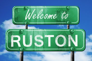 Ruston vintage yeşil yol işareti mavi gökyüzü arka plan ile