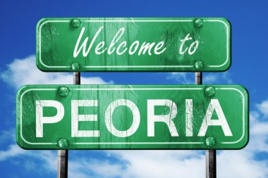 Peoria vintage yeşil yol işareti mavi gökyüzü arka plan ile