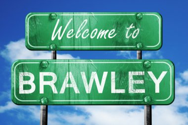 Brawley vintage yeşil yol işareti mavi gökyüzü arka plan ile