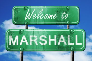 Marshall vintage yeşil yol işareti mavi gökyüzü arka plan ile