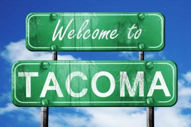 Tacoma vintage yeşil yol işareti mavi gökyüzü arka plan ile