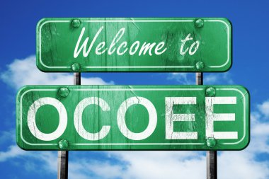 Ocoee vintage yeşil yol işareti mavi gökyüzü arka plan ile