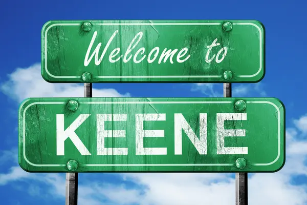 Кейн старовинний зелений дорожній знак з синім фоном неба — стокове фото