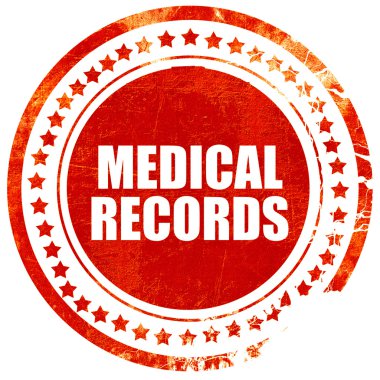 tıbbi kayıtlar, grunge kırmızı lastik damgası kaba hatları ve ed