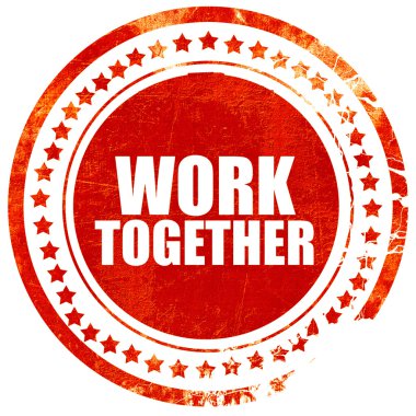 birlikte, grunge kırmızı lastik damgası kaba hatları ve kenar ile çalışma