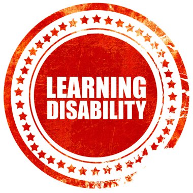 öğrenme özürü, grunge kırmızı lastik damgası kaba hatları ile bir