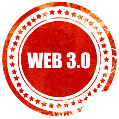 Web 3.0, grunge kırmızı lastik damgası kaba hatları ve kenarları