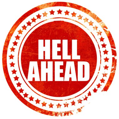 Cehenneme git, grunge kırmızı lastik damgası kaba hatları ve kenarları