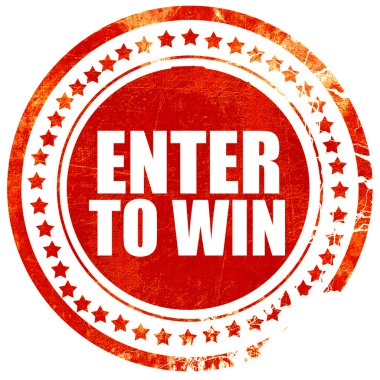 kazanmak için grunge kırmızı lastik damgası kaba hatları ve kenarları girin