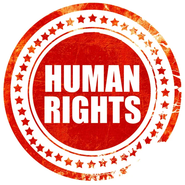 Права людини, гранжева червона гумова марка з грубими лініями та краями — стокове фото