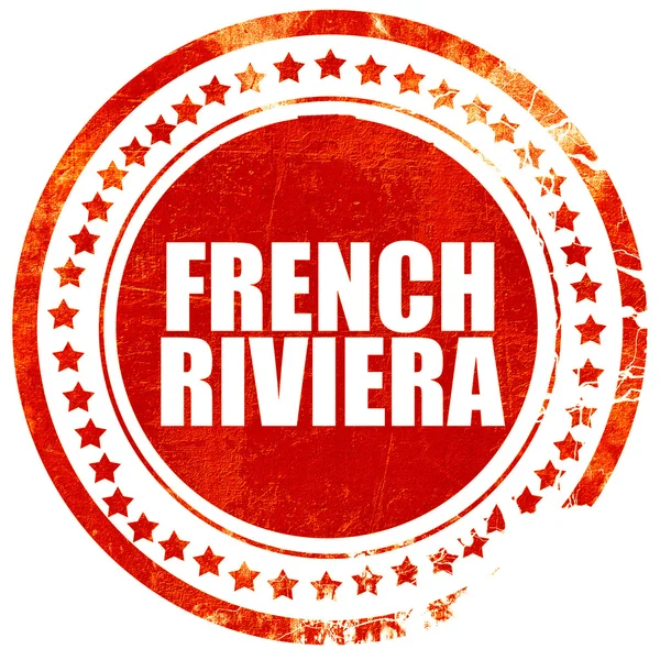 French riviera, grunge red rubber stamp with rough lines and edg — Stock Photo, Image