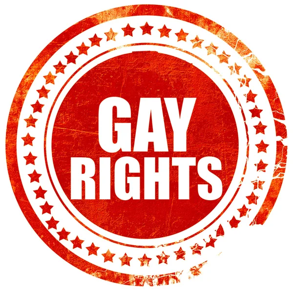 Gay droits, grunge rouge caoutchouc timbre avec rugueux lignes et bords — Photo