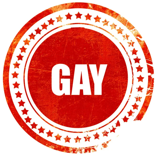 Gay, grunge rouge tampon en caoutchouc avec des lignes rugueuses et des bords — Photo