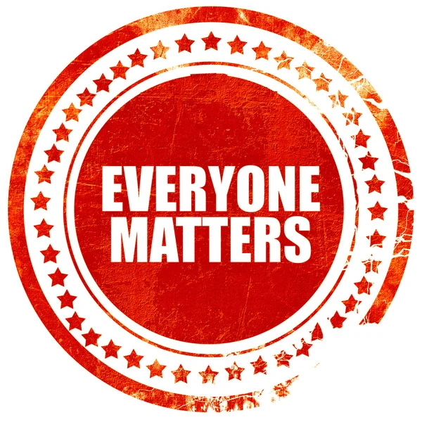 Everyone matters, grunge red rubber stamp with rough lines and e — Stock Photo, Image