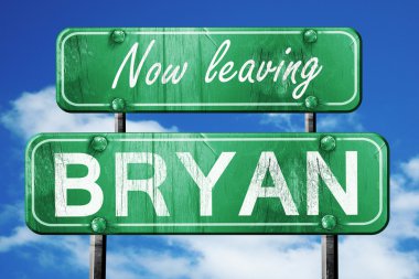 Bryan, yeşil vintage yol işaret ile kaba yazı bırakarak